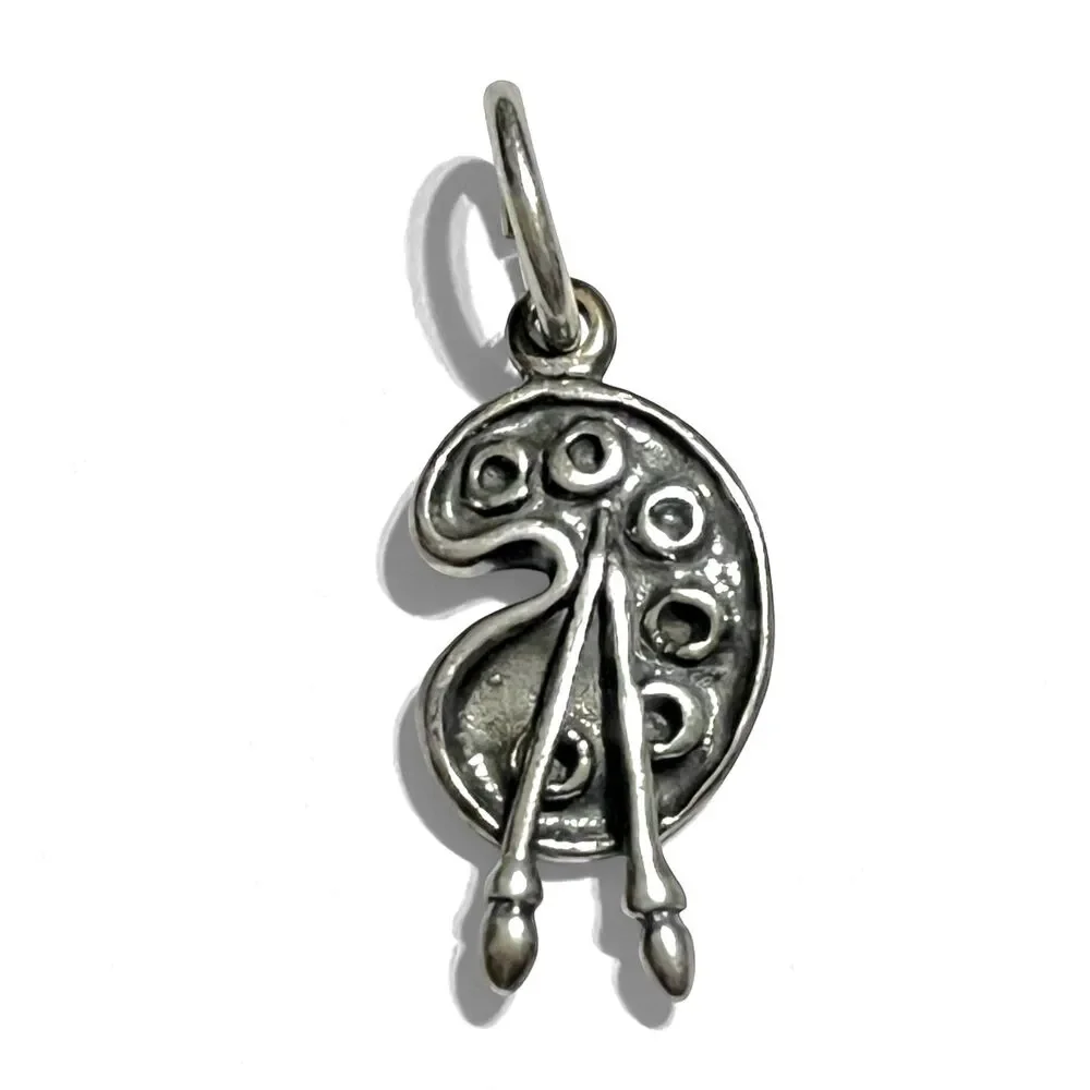 Shubes Dakota West Sterling Silver Charm Artist Palette Painter Pendant 1.2g VTG